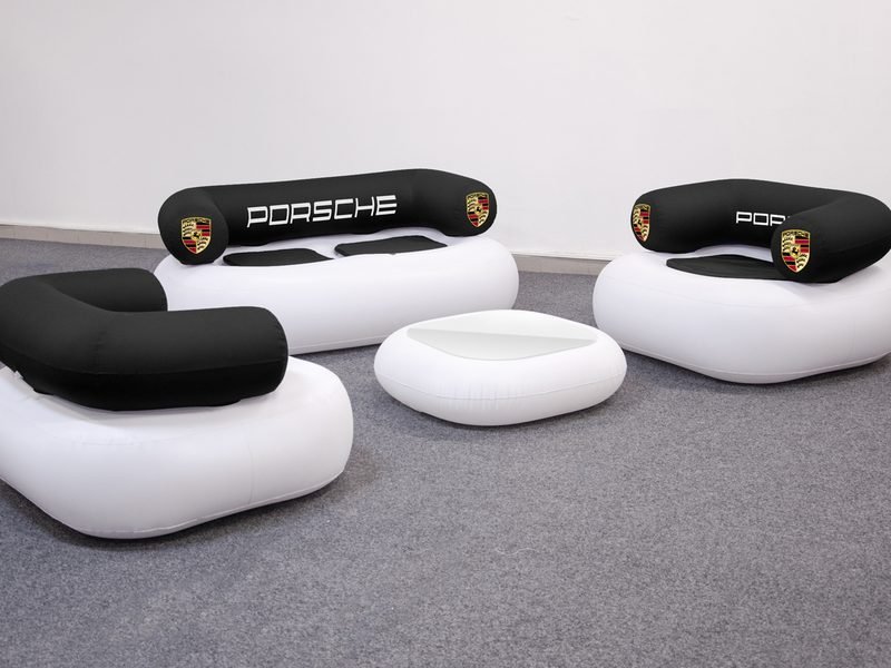 AXION inflatable lounge set printed for Porsche (AXION installation)